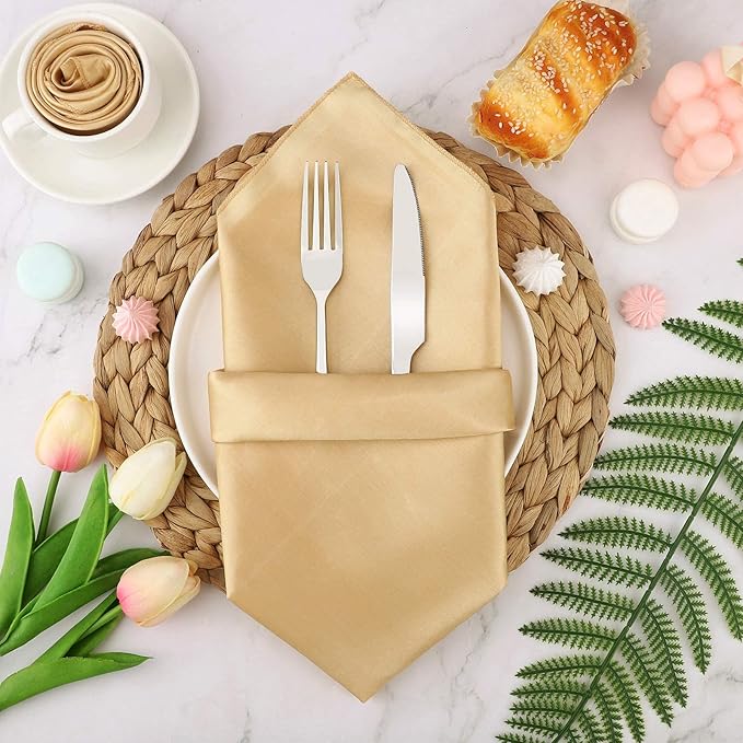 Aneco 24 Pieces Satin Napkin Square 20 x 20 Inches Dinner Napkins Weddings - Image 5