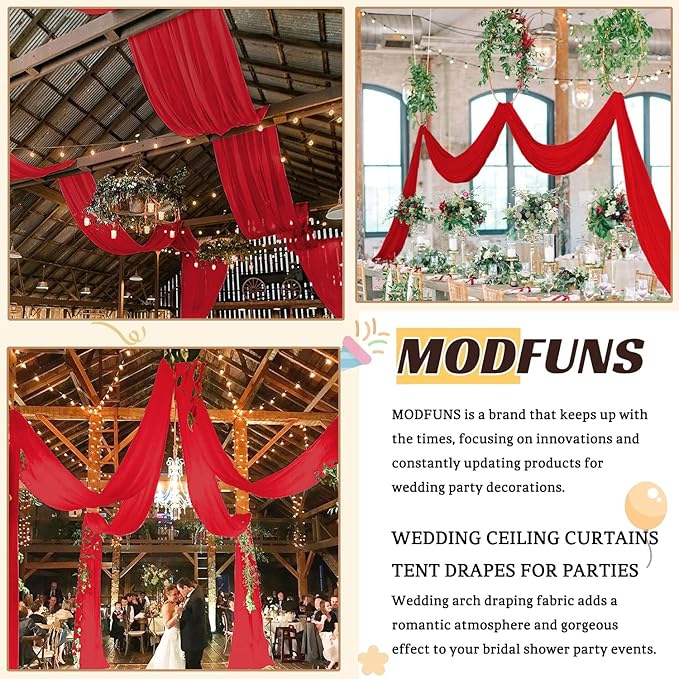 MODFUNS Ceiling Draping Red Ceiling Drapes - Image 5
