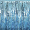 2 Pack Light Blue Tinsel Foil Fringe Curtains, Metallic Tinsel Party Streamers by Voircoloria