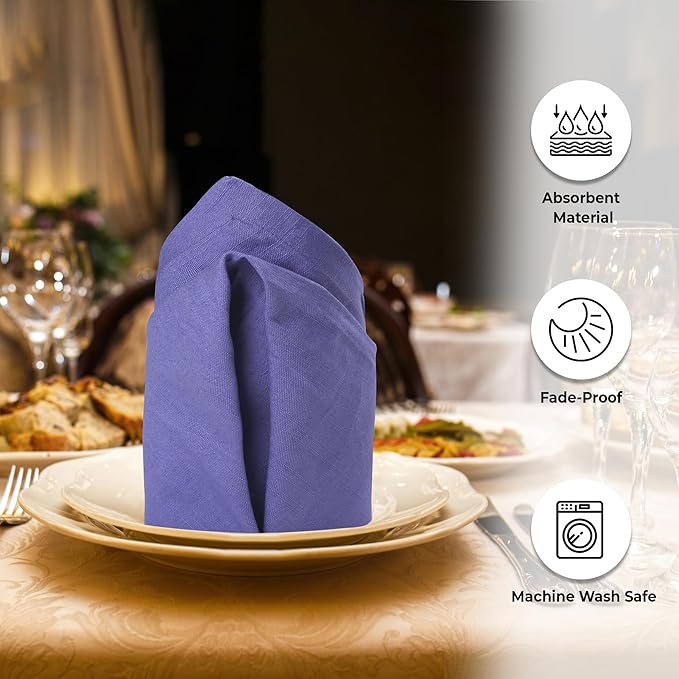 Urban Villa Easter Dinner Napkins Solid Lilac Color Cloth Napkins Oversized - Image 2