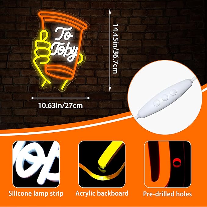 To Toby Neon Sign for Wall Decor Dimmable Solo Cup Toby Neon Light for Man Cave - Image 3