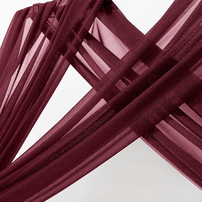 MLMC Burgundy Wedding Arch Draping Fabric 2 Panels 29" x 20 FT Extra Long Gauze - Image 3