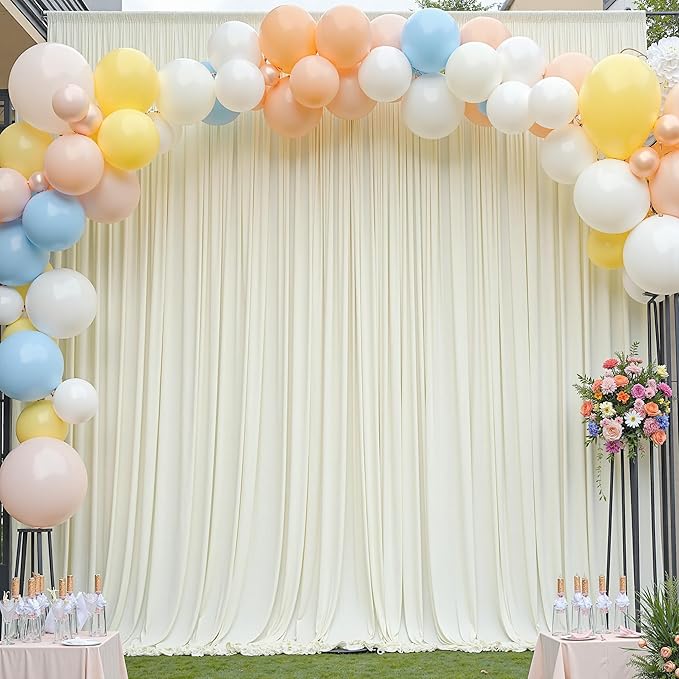 10×12ft Wrinkle Free Ivory Backdrop Curtain - Image 3