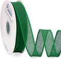 Ribbli Emerald Green Burlap Wired Ribbon, 1” Inch x Continuous 20 Yard by Ribbli