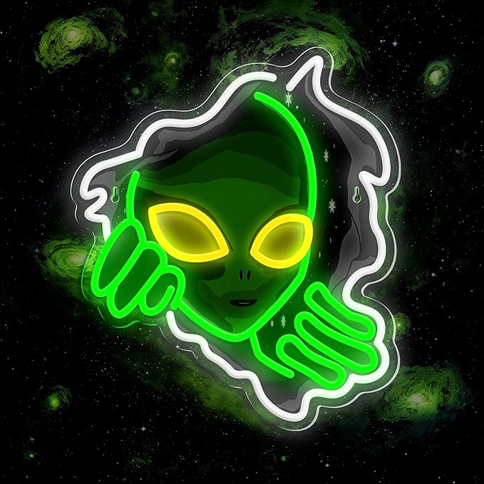 Alien Neon Sign, Dimmable Green Alien Led Neon Lights by JIARODEYLEDNEONSIGN