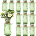 Vintage Glass Flower Vase，12 Pack Green Farmhouse Glass Centerpiece Vases Mason by LEYIQUCHAMPAGNEWINEGLASSES