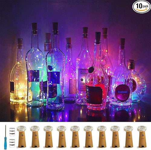 10 Pack Bottle Cork Lights 10 LED Wine Bottle Battery Powered Lights Copper by LoveNite