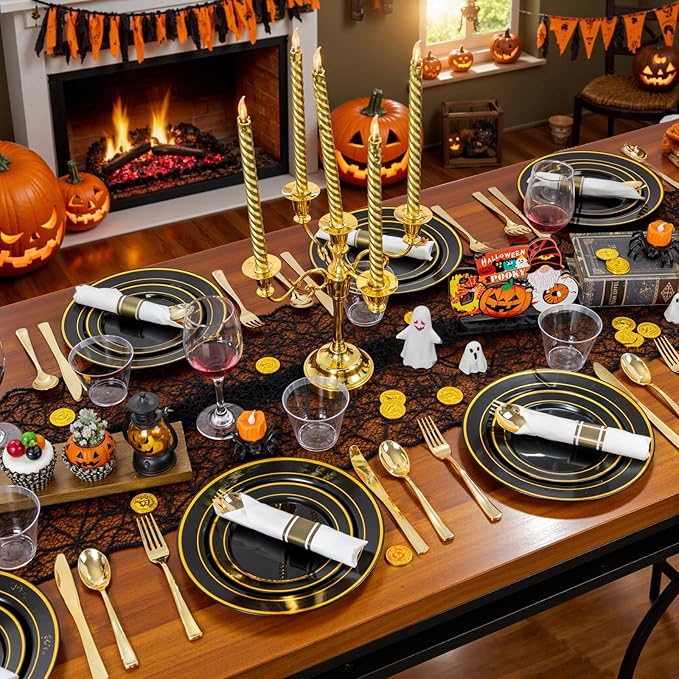 175PCS Black and Gold Plates - Image 6