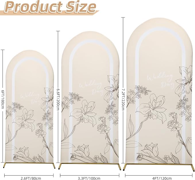 Wedding Arch Cover 7.2FT 6.6FT 6FT Spandex Arch Backdrop Cover Stretchy Backdrop - Image 4