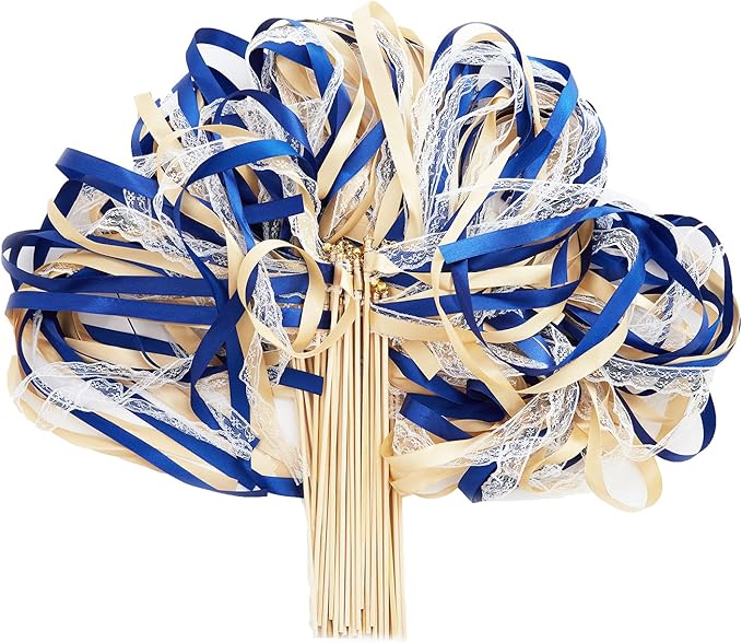 100 Pack Ribbon Wedding Wands Sticks Wedding Party Favors Streamers by Wishprom