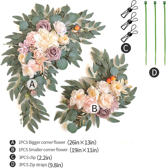 Faux Flower Swag Set of 2 for Wedding Welcome Signs Floral Swag Wedding - Image 2