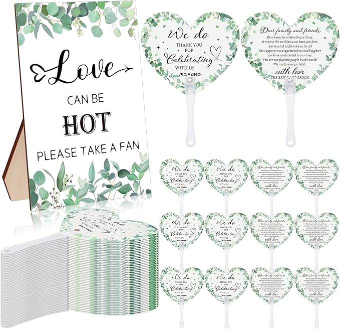60Pcs Wedding Fan Gifts for Guests Greenery Handheld Fan by Unknown