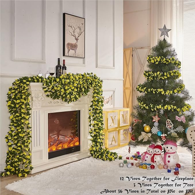 8 Pcs x 8.2 ft Flower Garland Artificial Rose Vine Flowers - Image 4