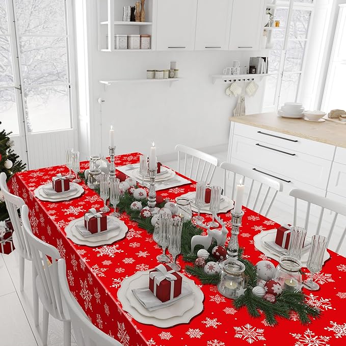 4.5x 100 Feet Roll of Christmas Plastic Tablecloth Decorations, Disposable - Image 7
