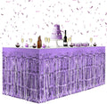 2 Pack Light Purple Table Skirts, 29x108" Metallic Foil Tinsel Fringe Table by Unknown
