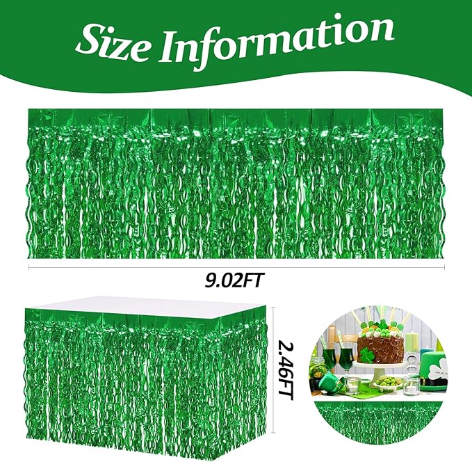 4P Wavy Metallic Tinsel Foil Fringe Table Skirts - Image 2