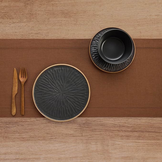 Solino Home Linen Brown Table Runner 120 Inches Long - Image 3