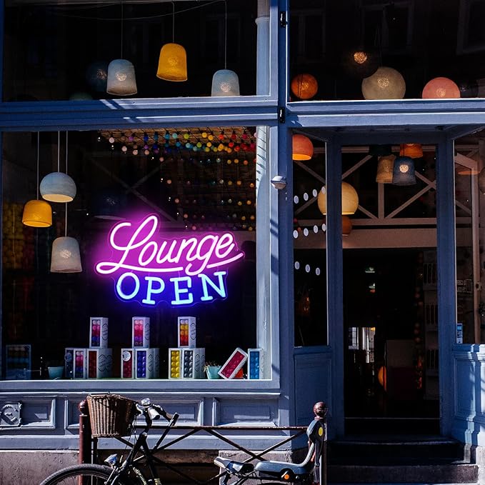 Lounge Open Neon Sign VIP Lounge Neon Light Pink Blue Letter LED Sign Dimmable - Image 6