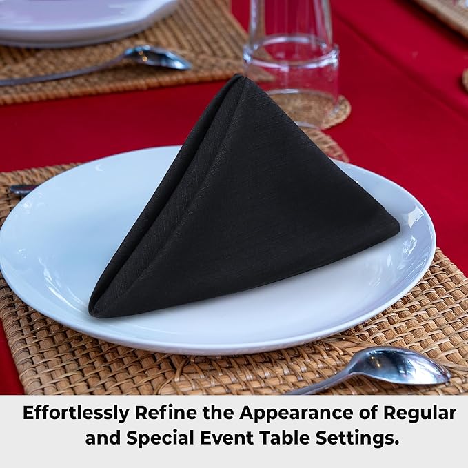 Urban Villa Cloth Napkins Halloween Dinner Napkins Solid Black Color 20''x20'' - Image 5