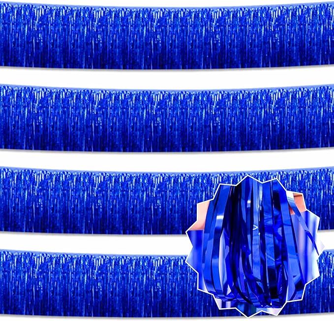 4 Pack 10 Ft Blue Foil Fringe Garland Metallic Streamers Tinsel Banner Wall by LANTIANCHEN