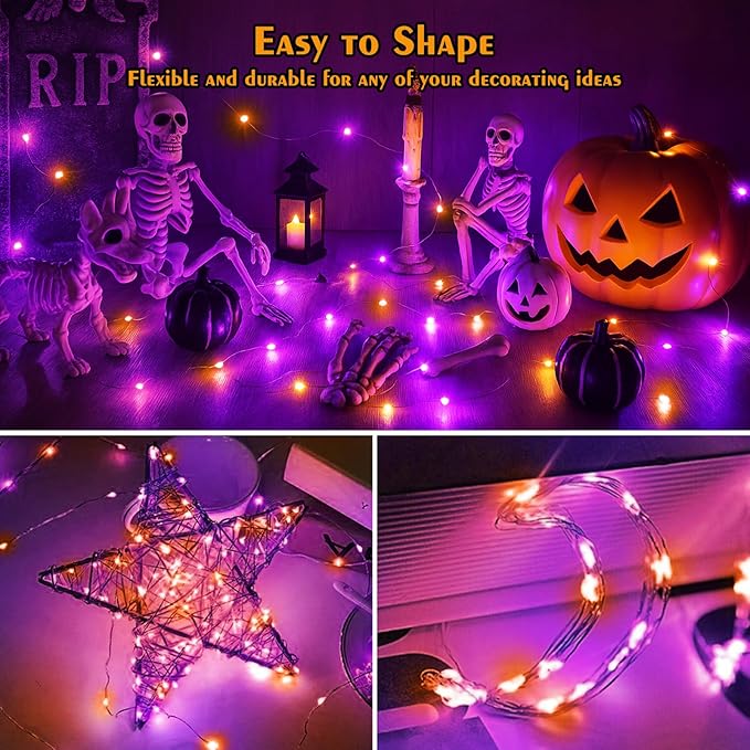 btfarm 12 Pack Fairy Lights Battery Operated, 7ft 20 Led Orange Purple Twinkle - Image 6