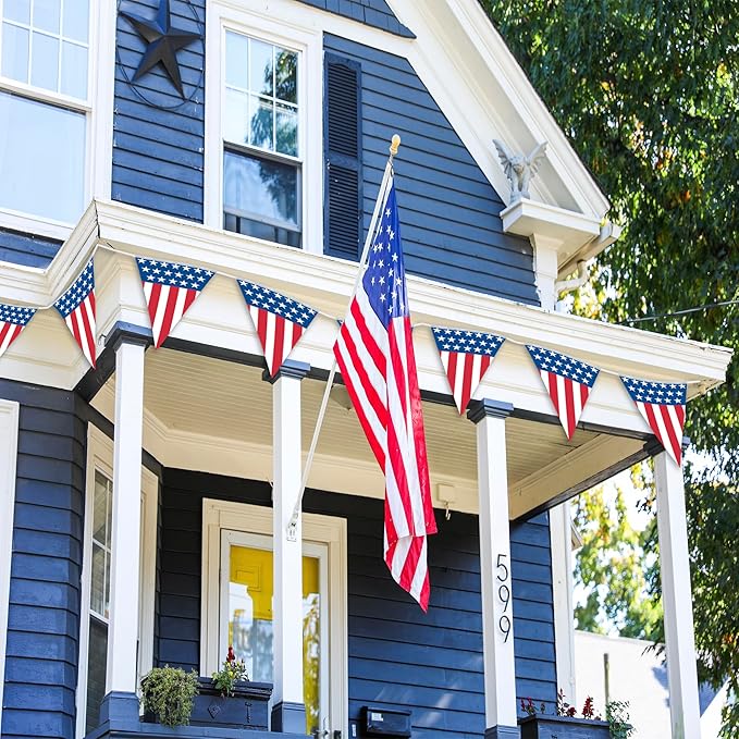 USA Flag Pennant Banner | 100’ FT. Long American String Flags | 18” Inch Tall - Image 4