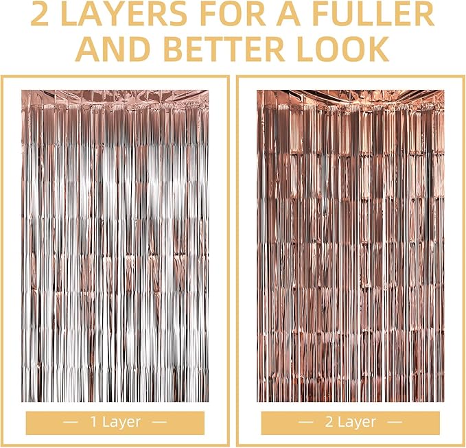 5 Pack Brown Fringe Backdrop 3.2ft x 8.2ft Silver Foil Fringe Curtains Party - Image 5