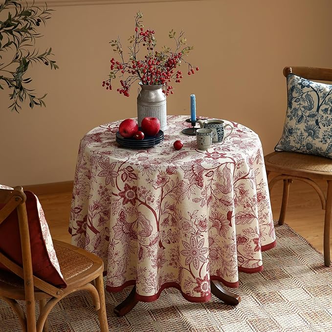ISAENNE Designer French Linen Small Round Tablecloth, Durable Home Decor - Image 3