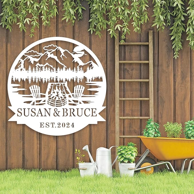 Custom Metal Family Name Sign, Custom Campfire Metal Name Sign, Campsite - Image 3