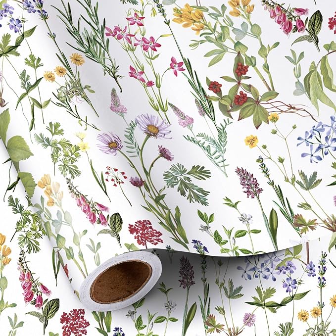 RUSPEPA Floral Wrapping Paper Roll by RUSPEPA