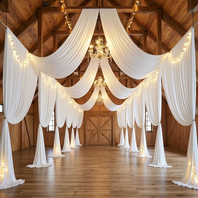 30ft x 15ft Ivory Wrinkle Free Backdrop Curtains - Image 8