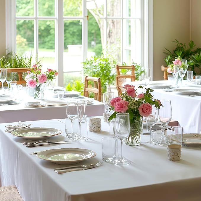 Fitable 10 Pack Rectangle Tablecloths: Stain Resistant Wrinkle Free Fabric - Image 6