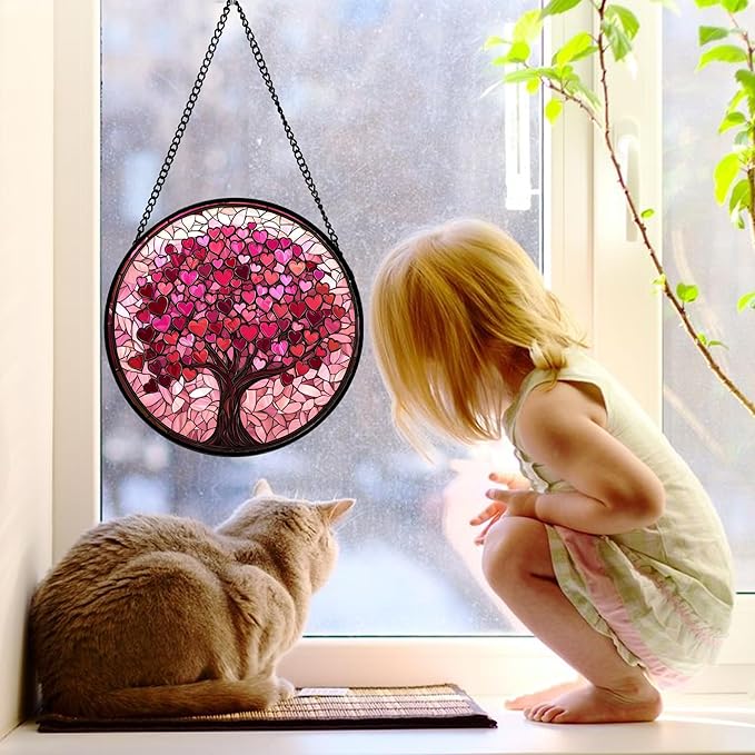 Stained Glass Window Hanging, and Mom 9.8 in - Image 3