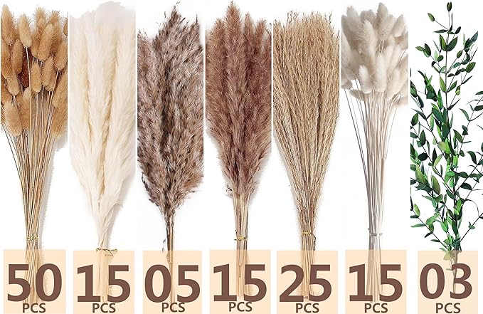 123 PCS Dried Flower Bouquet – Pampas Grass, Floral Decor - Image 3