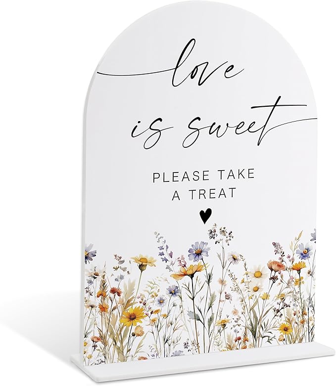 Wedding Signs for Ceremony and Reception, Boho Floral Love is Sweet Sign Please by Unknown