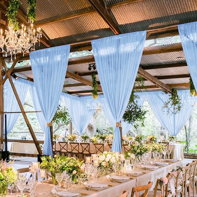 MODFUNS Wedding Drapes Ceiling Decorations Baby Blue Wedding Arch Drapes - Image 4