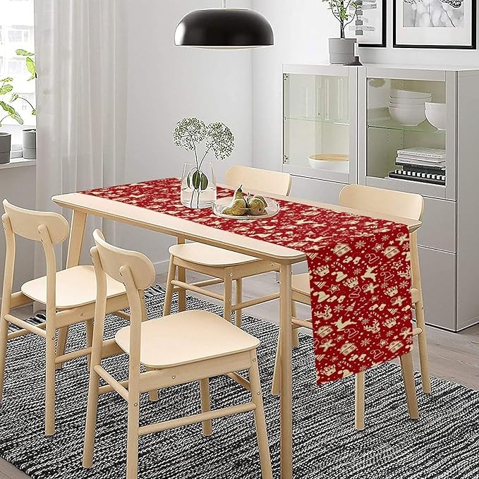 Christmas Table Runner, Seasonal Winter Deer Table Decoration Snowflake Table - Image 3