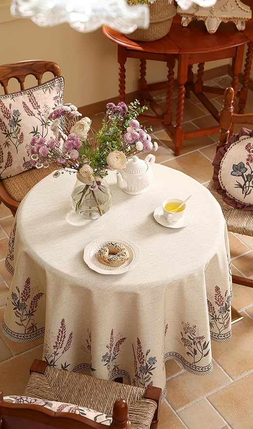 ISAENNE French Tablecloth for Round Tables, Linen Table Cloth - Image 5