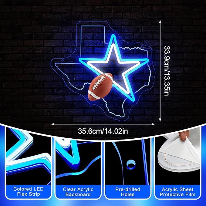 Cowboy Football Neon Sign Texas Neon Sign - Image 5