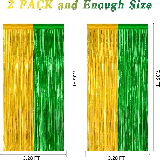 2 Pack Graduation Backdrop, Large Grad Decor 2025, Metallic Green and Gold Grad - Image 2