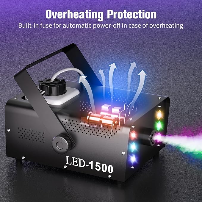 Fog Machine with 6 RGB LED Lights, 1500W Smoke Machine - Image 5
