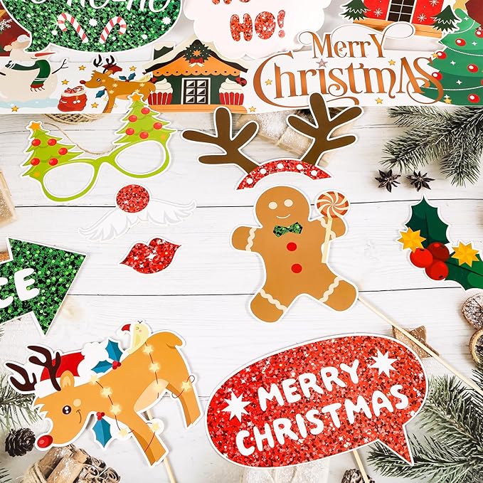 HOWAF 30 Pcs Christmas Photo Booth Props - Image 4