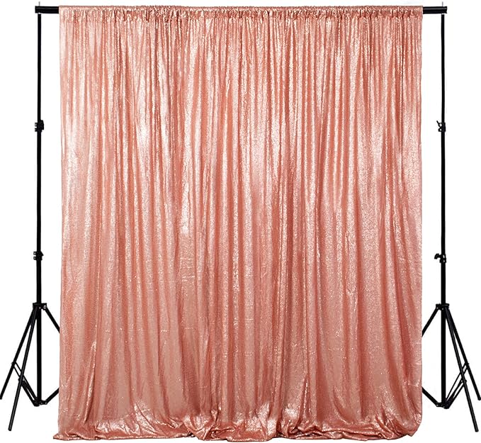 ShiDianYi Blush Curtain Backdrop 4FTx6FT Sequin Photo Backdrops Sparkle Curtains by ShiDianYi