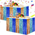 BEISHIDA 2 Pack Orange Blue Light Blue Table Skirts Party Decorations Metallic by Beishida