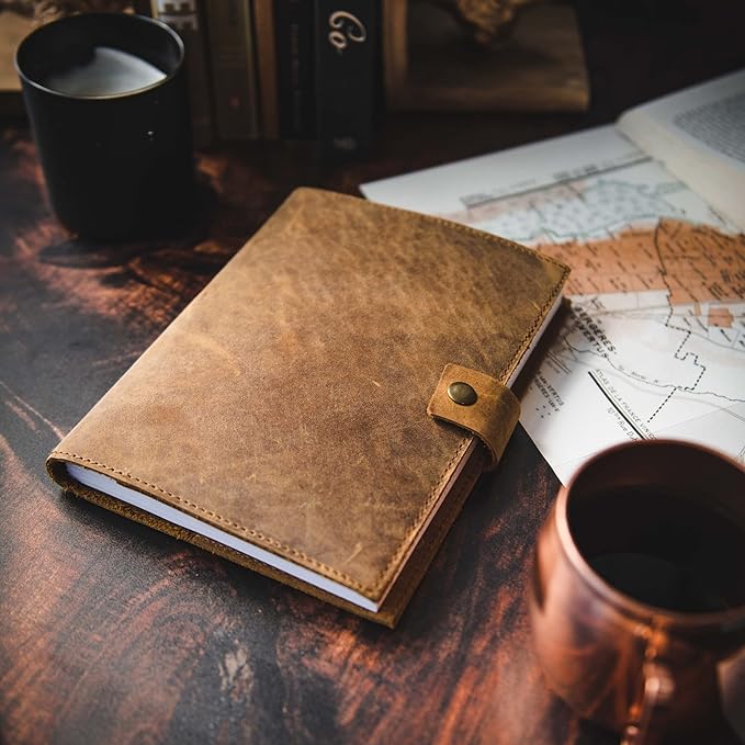 Refillable Leather Journal | Premium Lined A5 Notebook Cover | 200 Ruled - Image 4