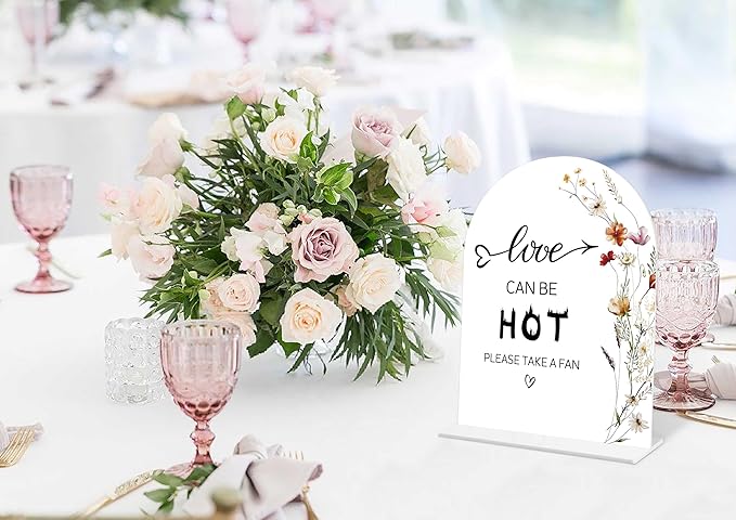 Boho Floral Love Can Be Hot Sign, 6 x 8 Inch White Arch Acrylic Wedding Sign - Image 5