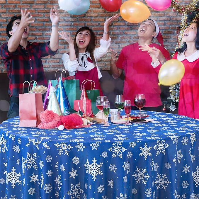 Jectivs 12 Pieces Christmas Snowflake Plastic Party Tablecloth Decorations - Image 5