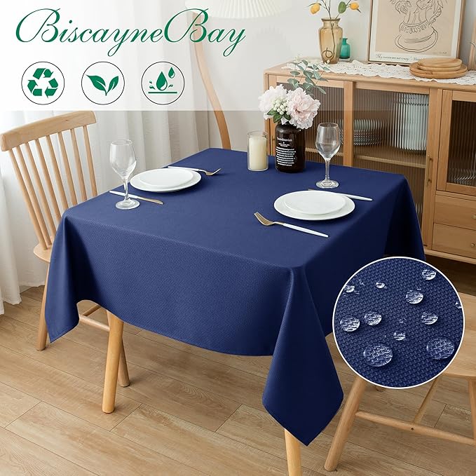 Biscaynebay Textured Fabric Square Tablecloths 54x54 Inches, Wedding and - Image 2
