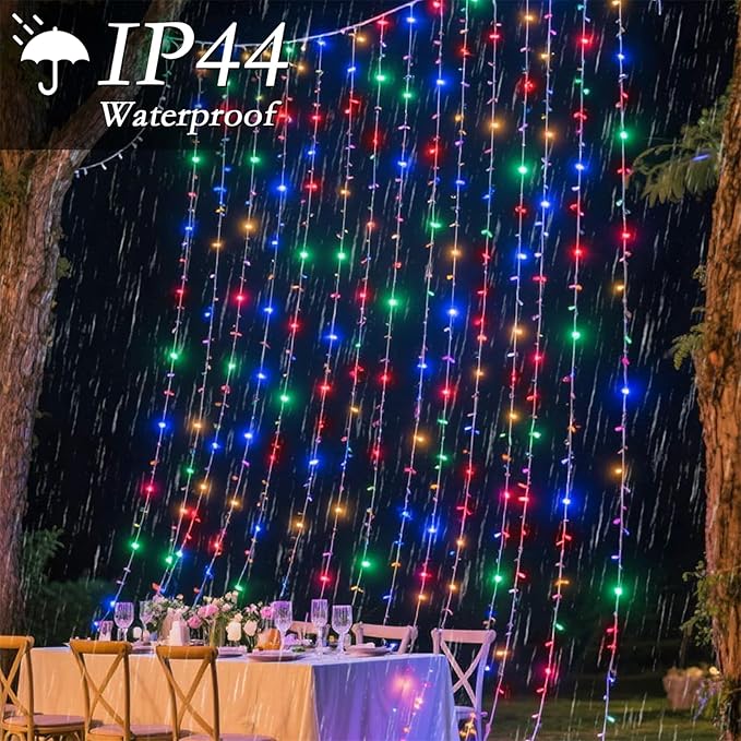 300 LED Rainbow Curtain String Lights 9.8 * 9.8FT Plug in Fairy - Image 5