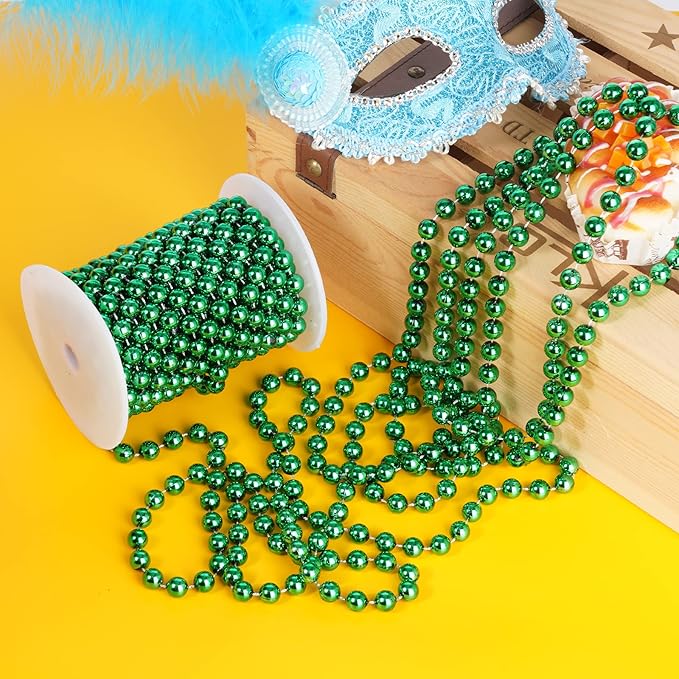 Faux Pearl Bead Garland - 10mm Christmas Tree Beads 11 Yards Green Pearl - Image 3